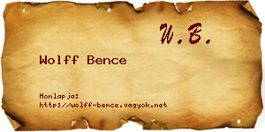Wolff Bence névjegykártya